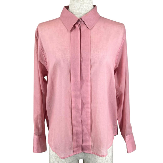 Excellent CHANEL Long sleeve shirt Logo button pink cotton Women 36 P37785