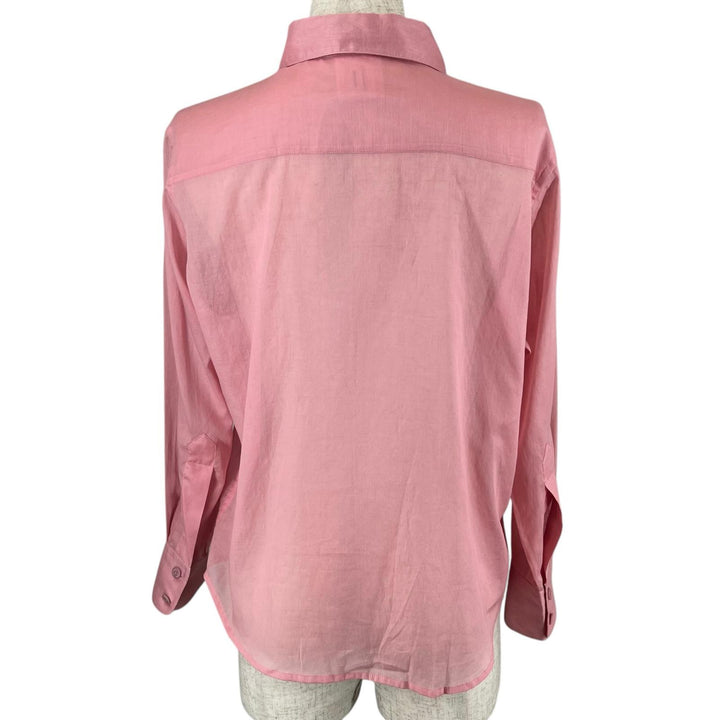 Excellent CHANEL Long sleeve shirt Logo button pink cotton Women 36 P37785