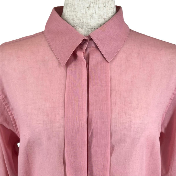 Excellent CHANEL Long sleeve shirt Logo button pink cotton Women 36 P37785