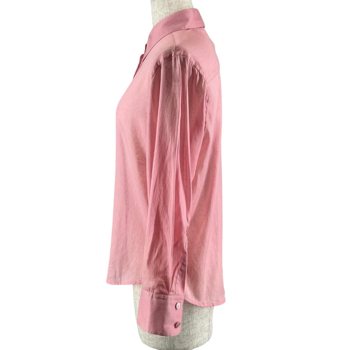 Excellent CHANEL Long sleeve shirt Logo button pink cotton Women 36 P37785