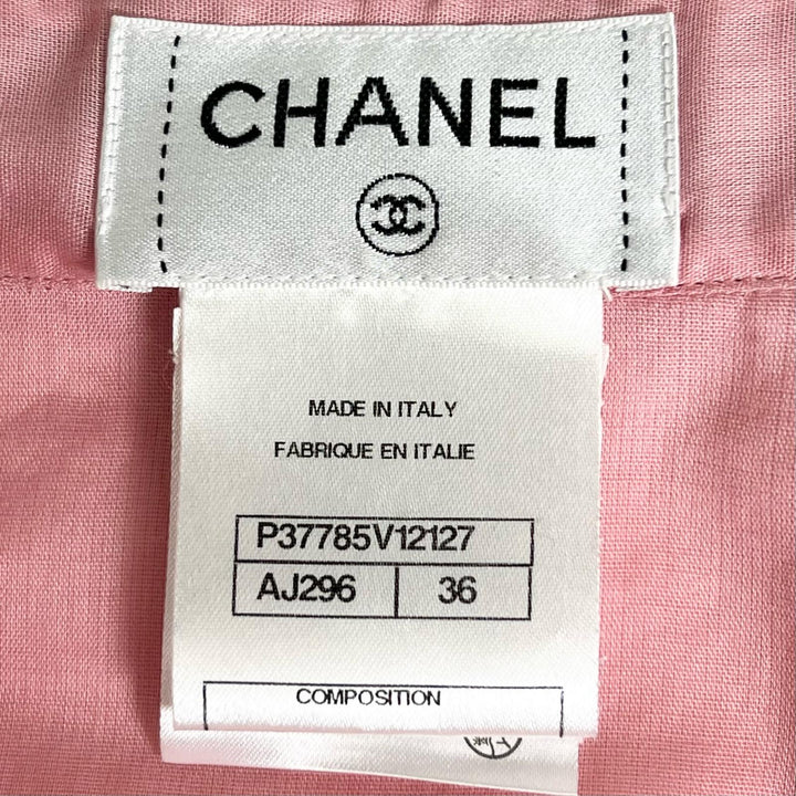 Excellent CHANEL Long sleeve shirt Logo button pink cotton Women 36 P37785