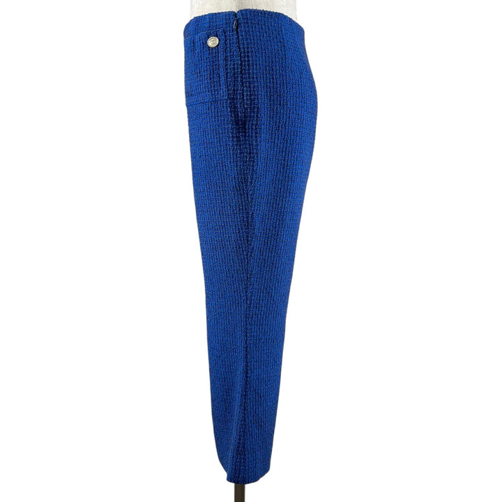 Excellent CHANEL Pants COCO Mark Tweed Flare blue cotton Women 34 P70598