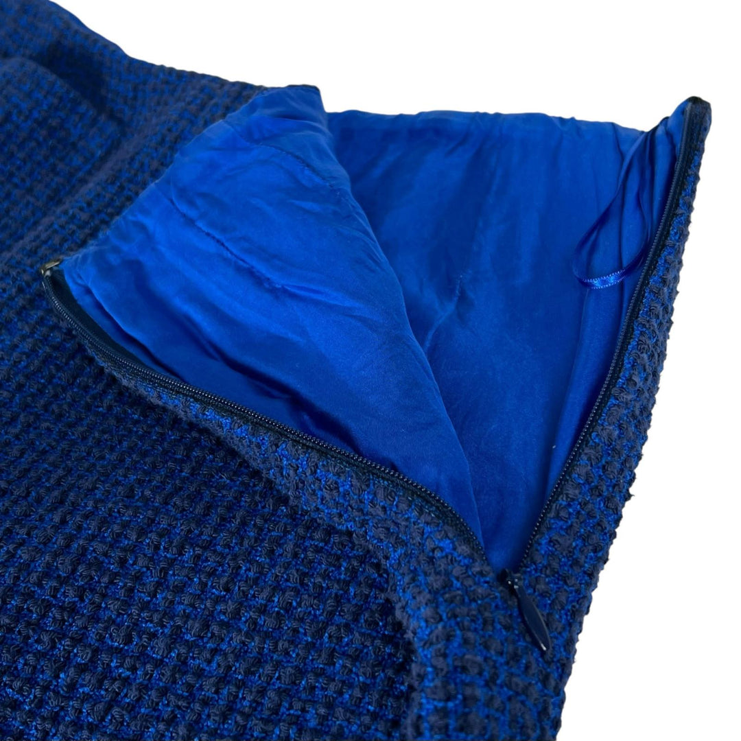 Excellent CHANEL Pants COCO Mark Tweed Flare blue cotton Women 34 P70598