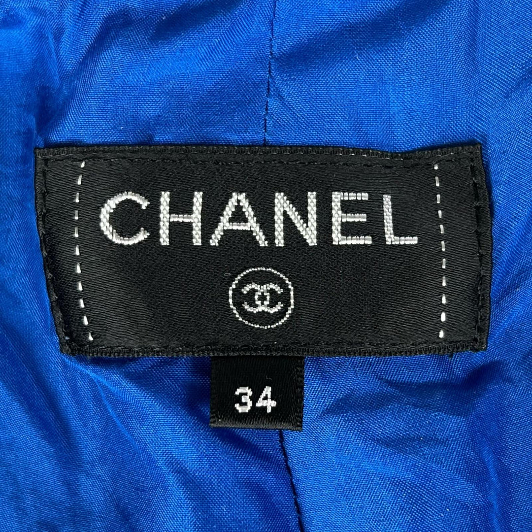 Excellent CHANEL Pants COCO Mark Tweed Flare blue cotton Women 34 P70598