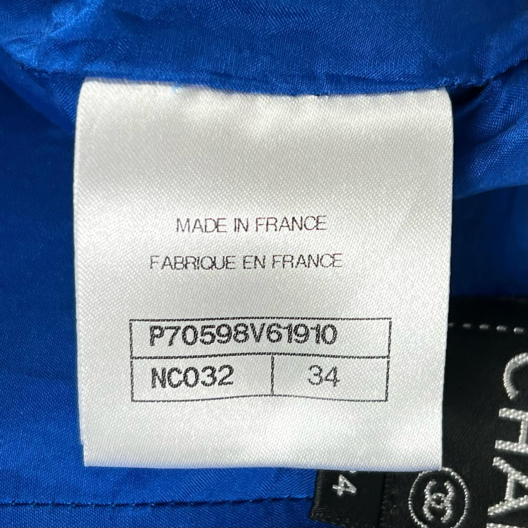 Excellent CHANEL Pants COCO Mark Tweed Flare blue cotton Women 34 P70598