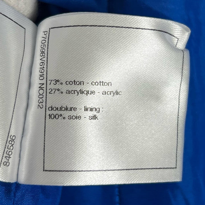 Excellent CHANEL Pants COCO Mark Tweed Flare blue cotton Women 34 P70598