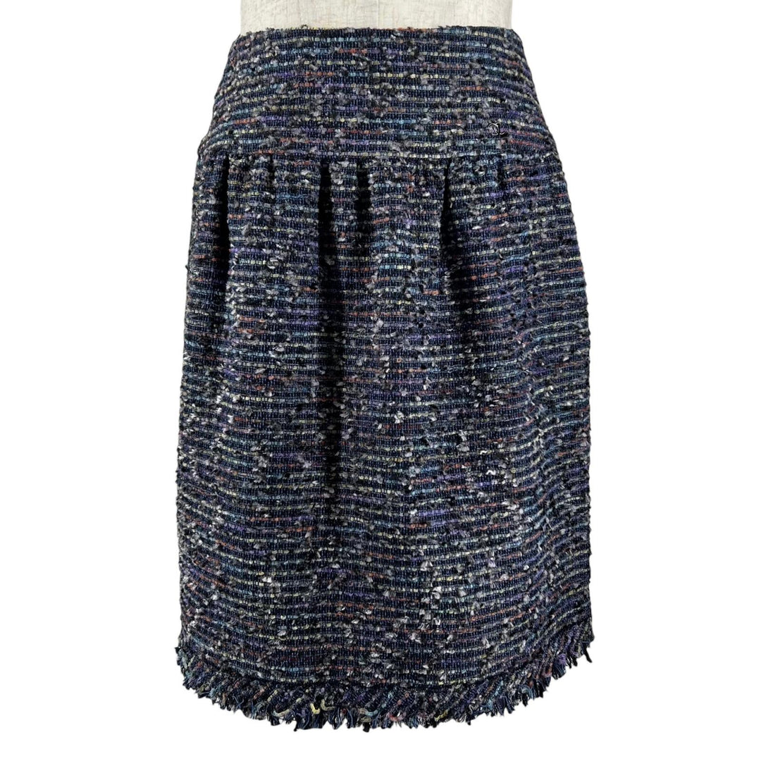 Excellent CHANEL Tweed skirt COCO Mark multicolor wool Women 34 05A P26317