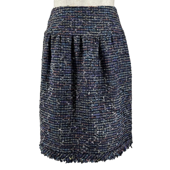 Excellent CHANEL Tweed skirt COCO Mark multicolor wool Women 34 05A P26317