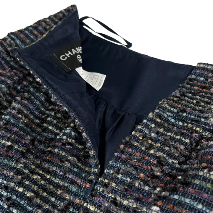 Excellent CHANEL Tweed skirt COCO Mark multicolor wool Women 34 05A P26317