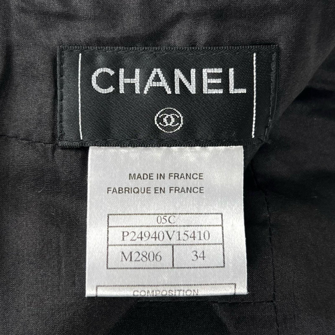 Excellent CHANEL Tweed skirt 05C black acrylic Women 34 P24940