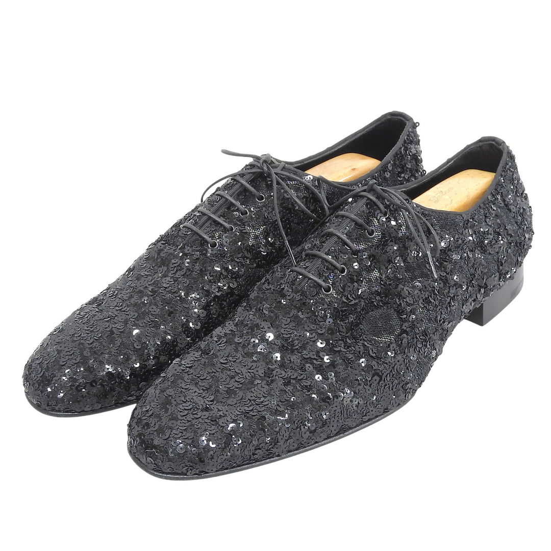 Pristine LOUIS VUITTON Dress shoes Sequin Monogram Wholecut black Sequin mens 8