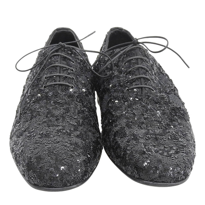 Pristine LOUIS VUITTON Dress shoes Sequin Monogram Wholecut black Sequin mens 8