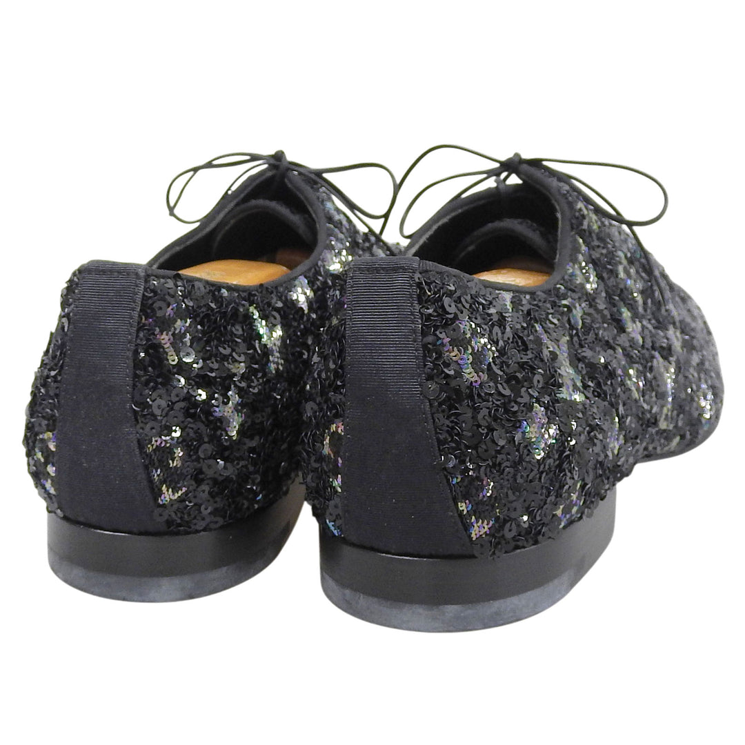 Pristine LOUIS VUITTON Dress shoes Sequin Monogram Wholecut black Sequin mens 8