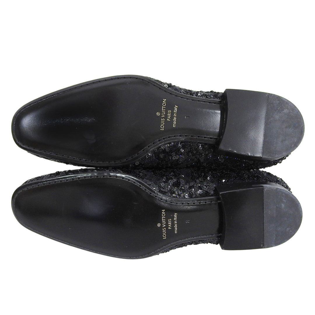 Pristine LOUIS VUITTON Dress shoes Sequin Monogram Wholecut black Sequin mens 8