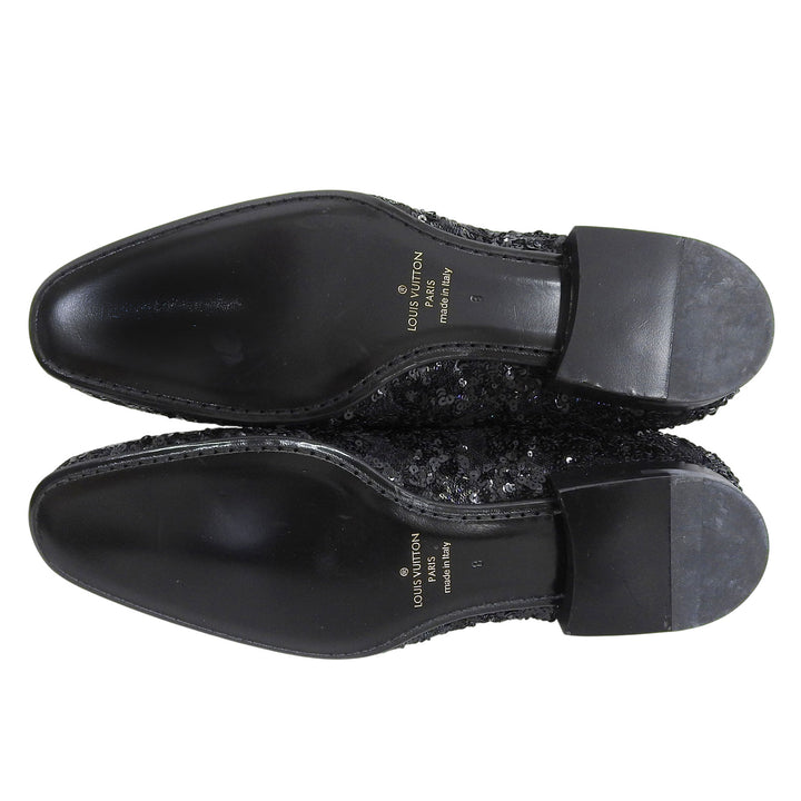 Pristine LOUIS VUITTON Dress shoes Sequin Monogram Wholecut black Sequin mens 8