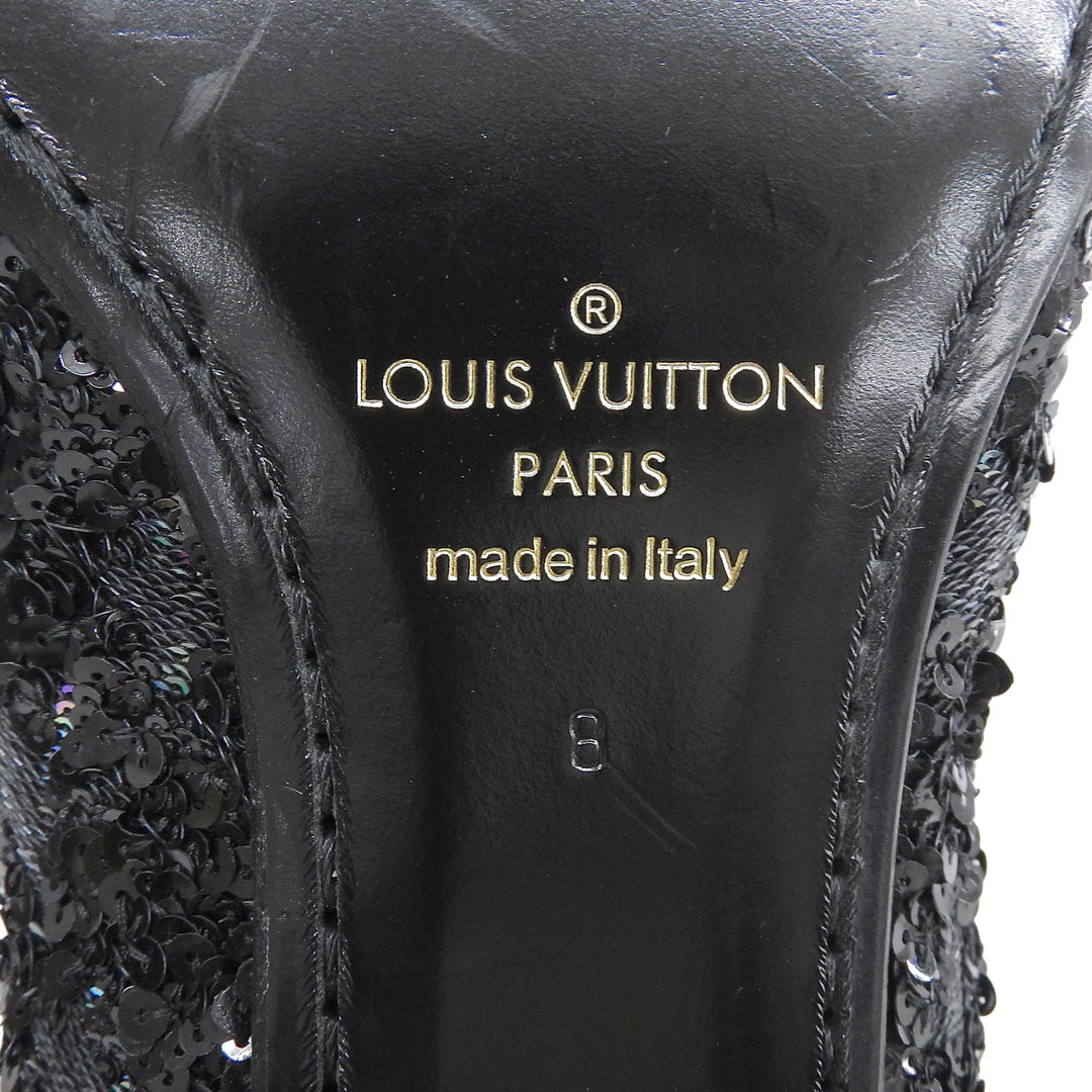 Pristine LOUIS VUITTON Dress shoes Sequin Monogram Wholecut black Sequin mens 8