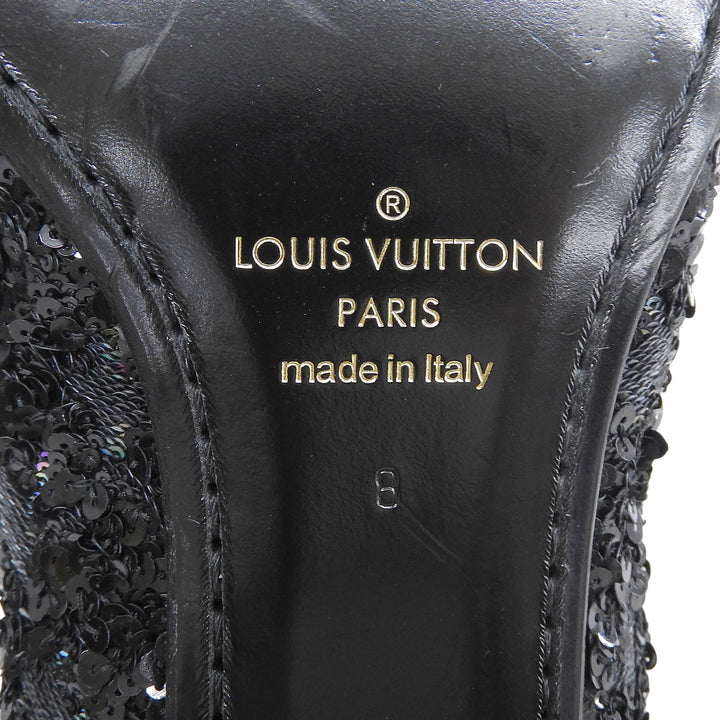 Pristine LOUIS VUITTON Dress shoes Sequin Monogram Wholecut black Sequin mens 8