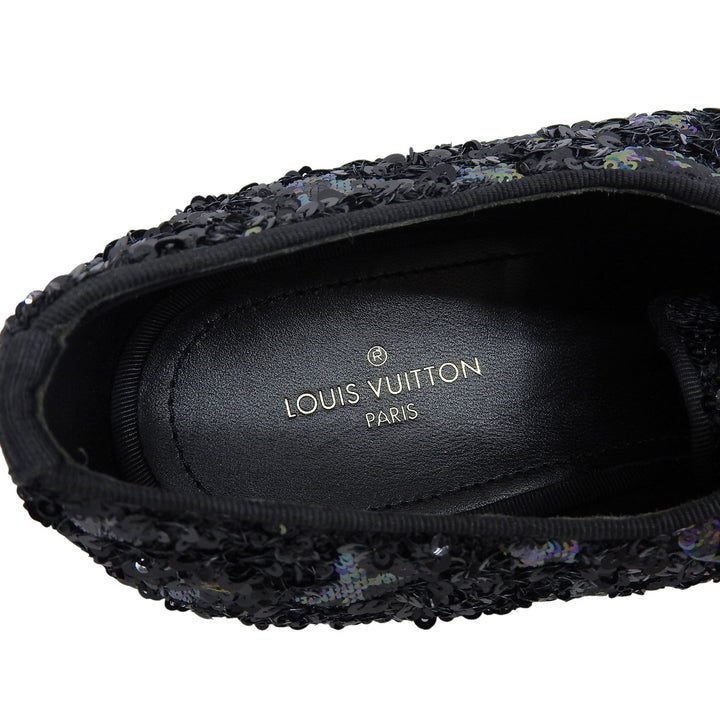 Pristine LOUIS VUITTON Dress shoes Sequin Monogram Wholecut black Sequin mens 8