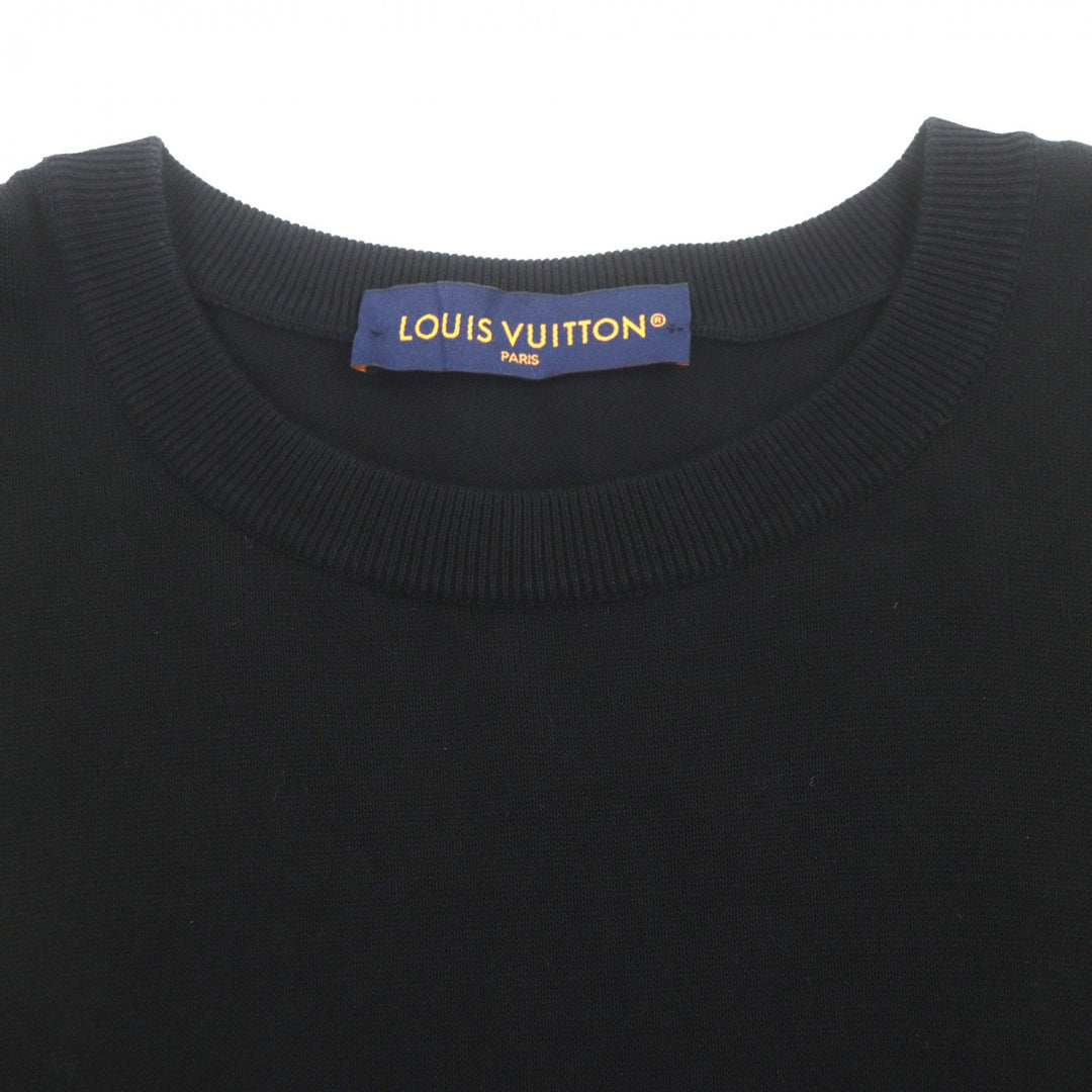 路易威登 (LOUIS VUITTON) 男士黑色纯棉短袖针织衫，饰有品牌标志，尺码 L