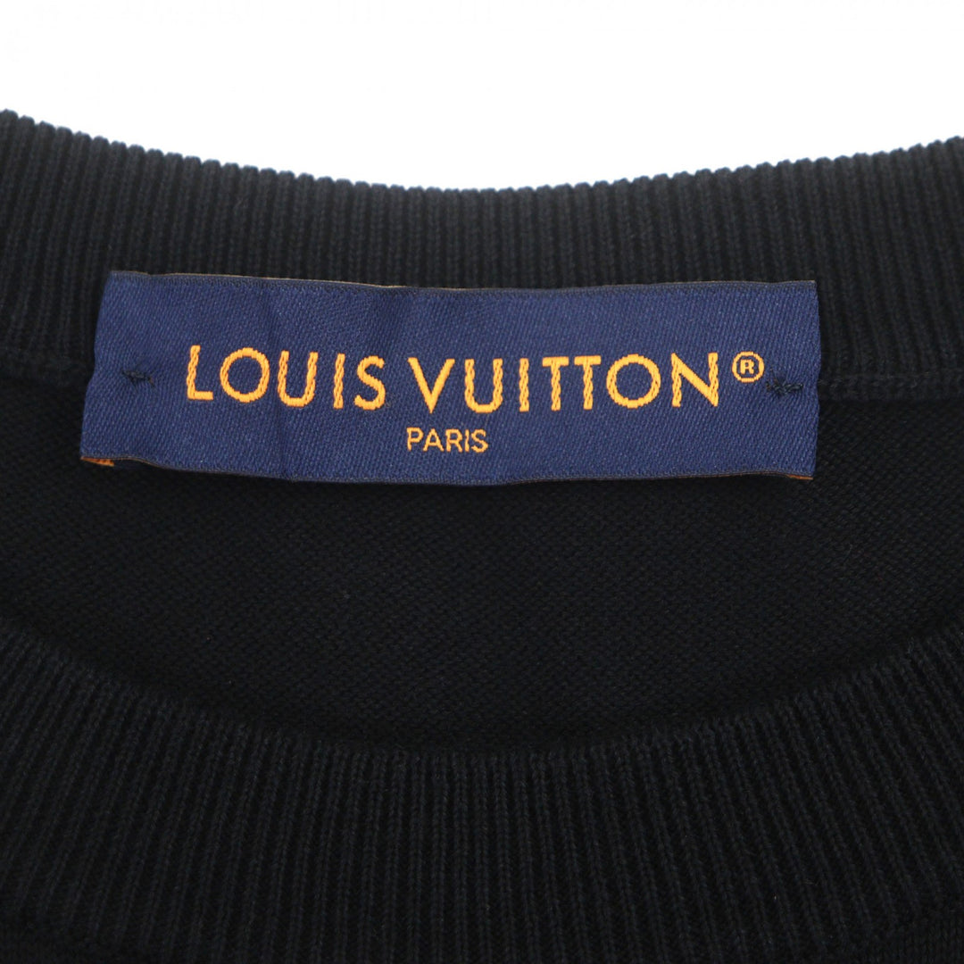 路易威登 (LOUIS VUITTON) 男士黑色纯棉短袖针织衫，饰有品牌标志，尺码 L