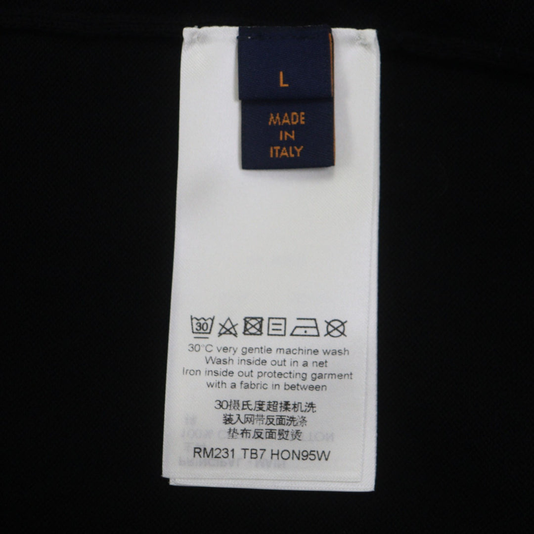 路易威登 (LOUIS VUITTON) 男士黑色纯棉短袖针织衫，饰有品牌标志，尺码 L