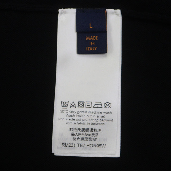 路易威登 (LOUIS VUITTON) 男士黑色纯棉短袖针织衫，饰有品牌标志，尺码 L