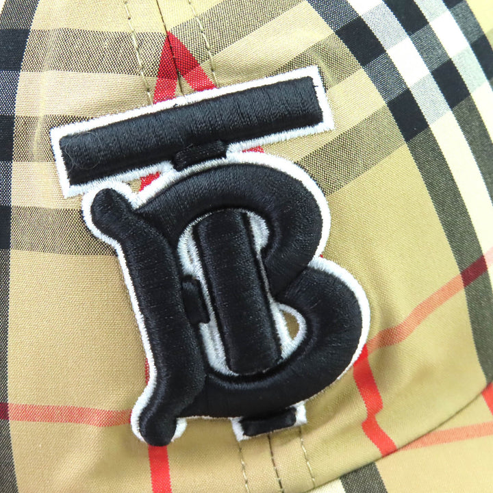 Pristine BURBERRY TB Logo Nova Check Pattern Baseball Cap beige M 8068032