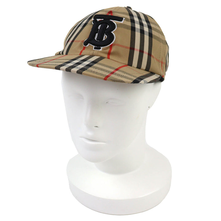 Pristine BURBERRY TB Logo Nova Check Pattern Baseball Cap beige M 8068032