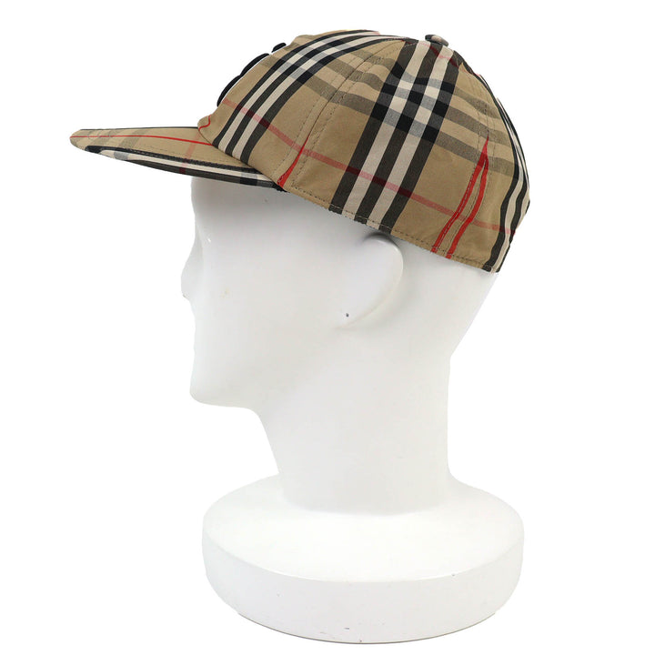 Pristine BURBERRY TB Logo Nova Check Pattern Baseball Cap beige M 8068032