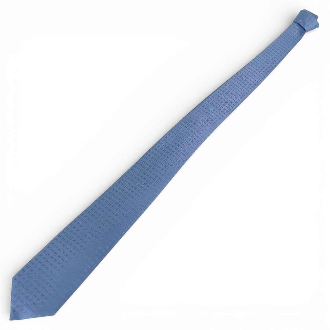 Pristine HERMES tie Fasone HH weave blue silk mens A4103020