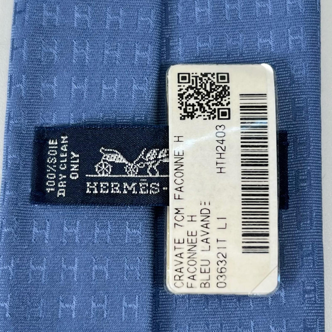 Pristine HERMES tie Fasone HH weave blue silk mens A4103020