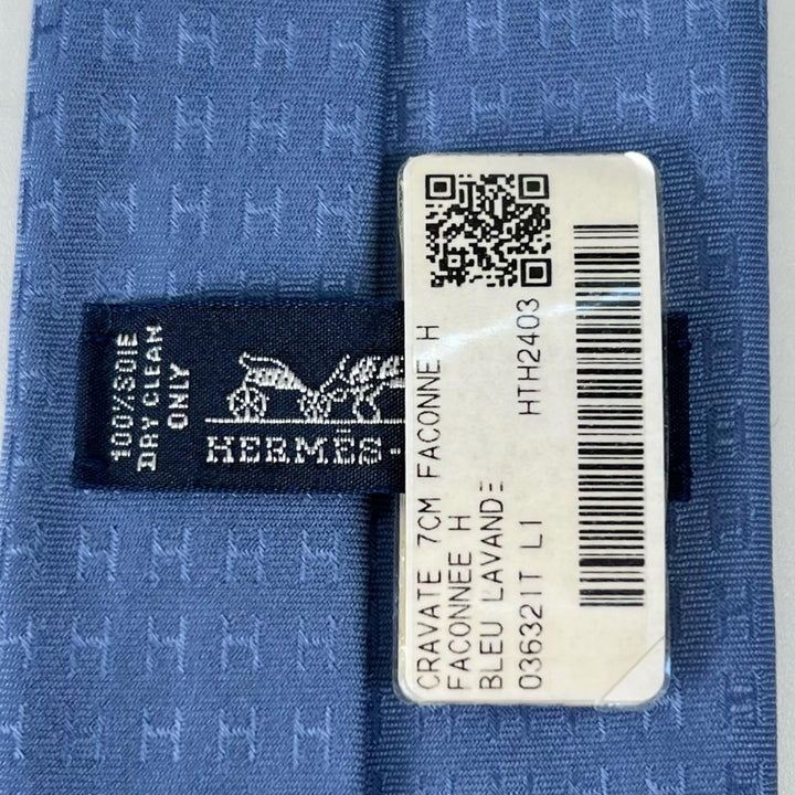 Pristine HERMES tie Fasone HH weave blue silk mens A4103020