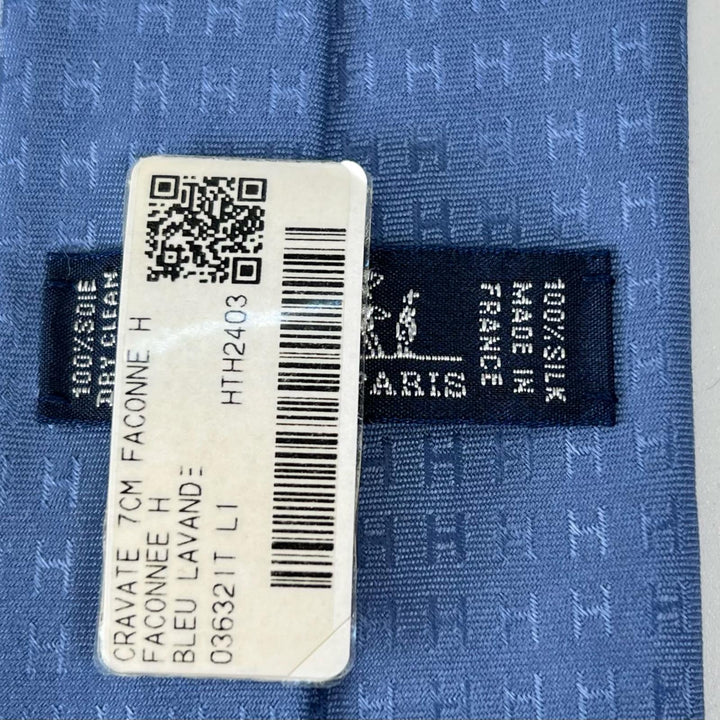 Pristine HERMES tie Fasone HH weave blue silk mens A4103020