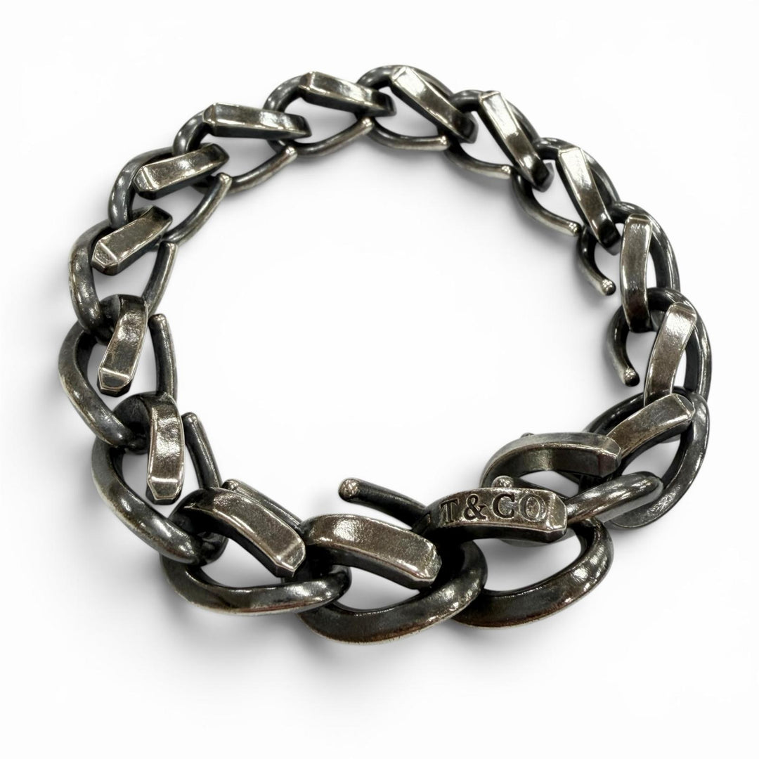 Excellent TIFFANY&Co. Forge Bracelet Large Link Silver AG925 mens 18 379500