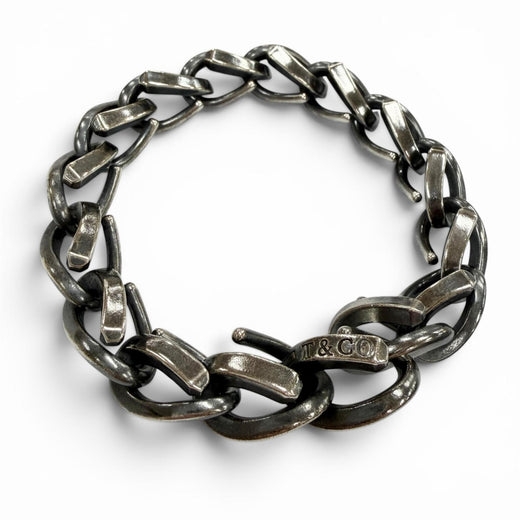 Excellent TIFFANY&Co. Forge Bracelet Large Link Silver AG925 mens 18 379500