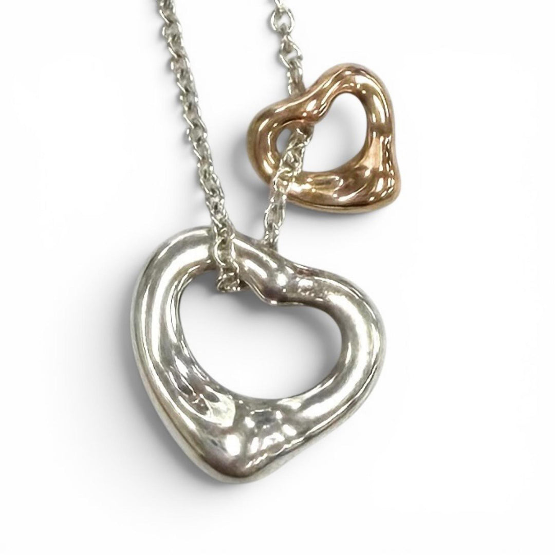 Great TIFFANY&Co. Necklace Open Heart Pendant Silver AG925 Women