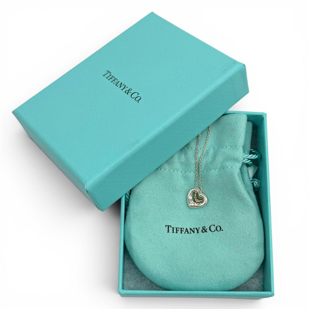 Great TIFFANY&Co. Necklace Open Heart Pendant Silver AG925 Women