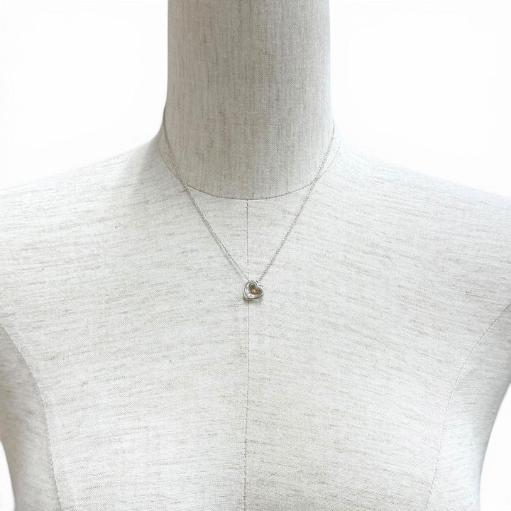 Great TIFFANY&Co. Necklace Open Heart Pendant Silver AG925 Women