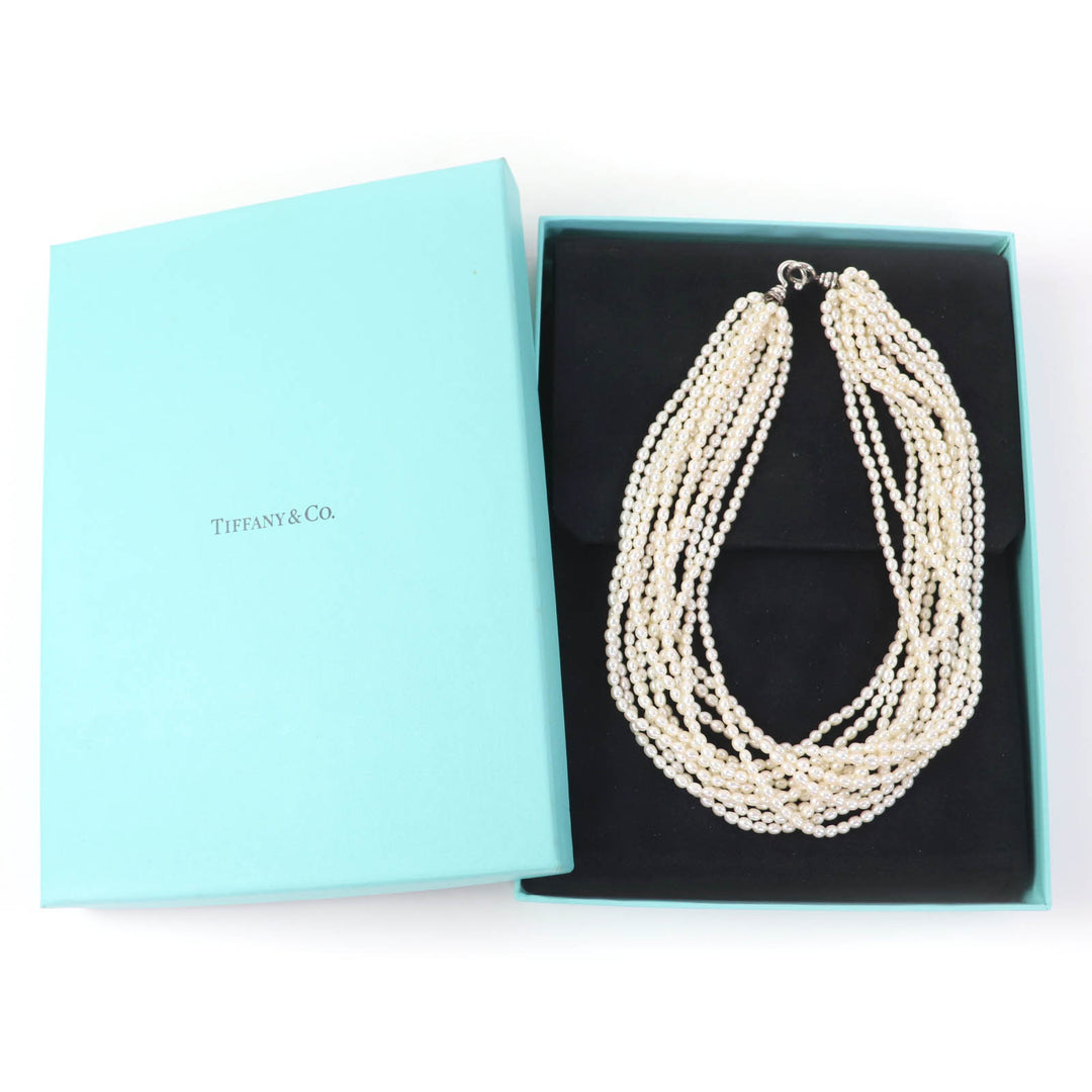 Great TIFFANY&Co. Necklace Torsade necklace white Pearl Women