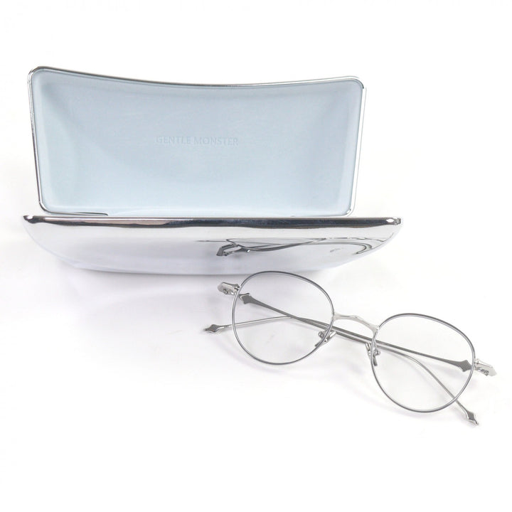 Excellent GENTLE MONSTER Glasses BOLD Boston Frame Silver Titanium mens