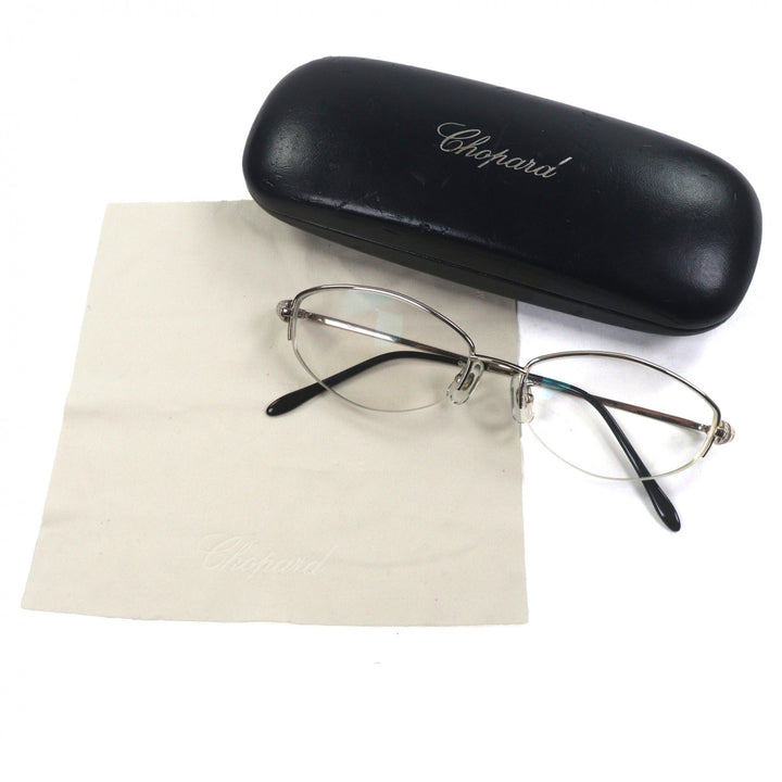 Great Chopard Glasses Half rim with logo Silver K14WG mens