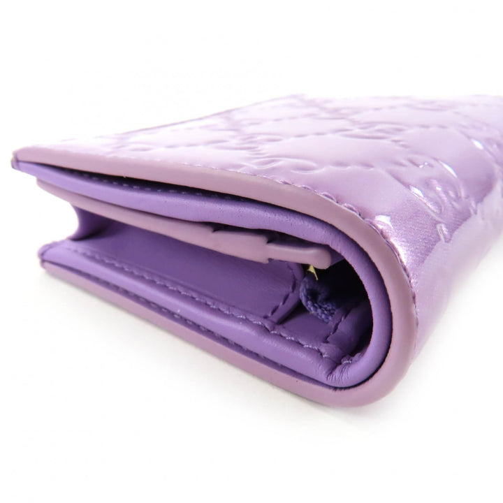 Pristine GUCCI Bifold Wallet Metallic purple Patent leather Women 847207