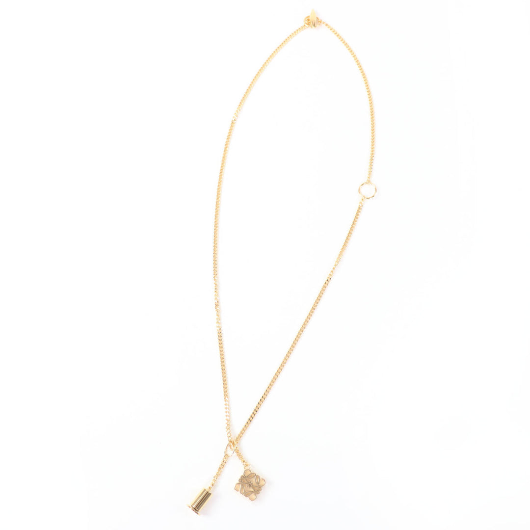 Excellent LOEWE Necklace Anagram Cube Chain gold Women J82124X02