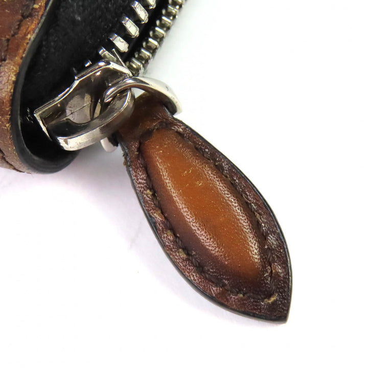Very Good BERLUTI Purse ITAUBA Calligraphy Zip Around Leather Long Wallet