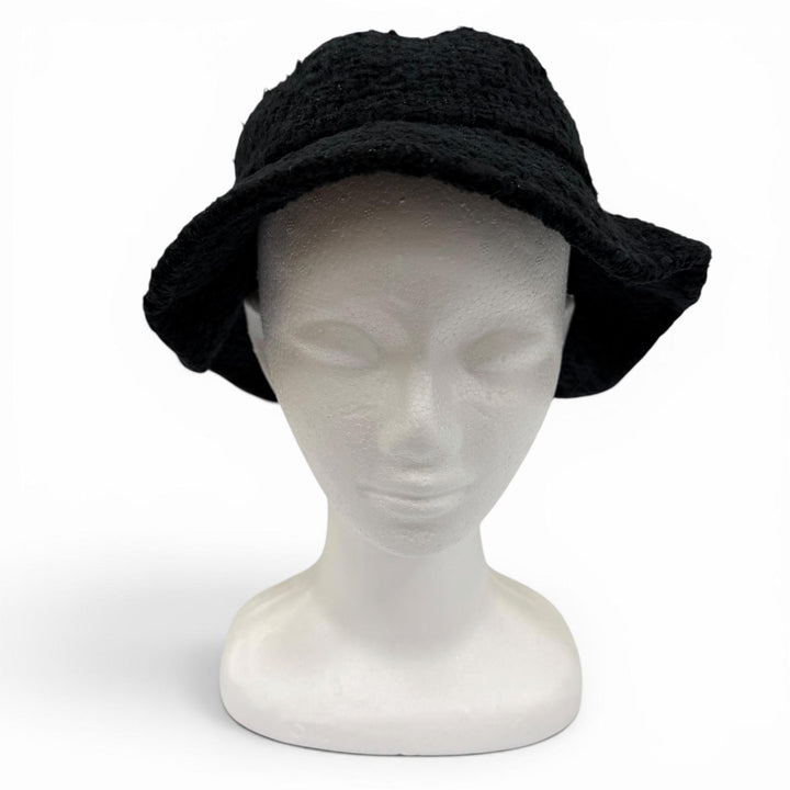 Great CHANEL hat COCO Mark Tweed black cotton Women M 22B AA8560