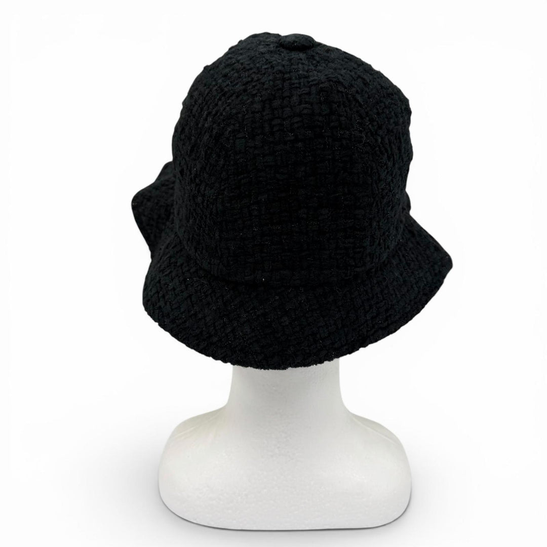 Great CHANEL hat COCO Mark Tweed black cotton Women M 22B AA8560