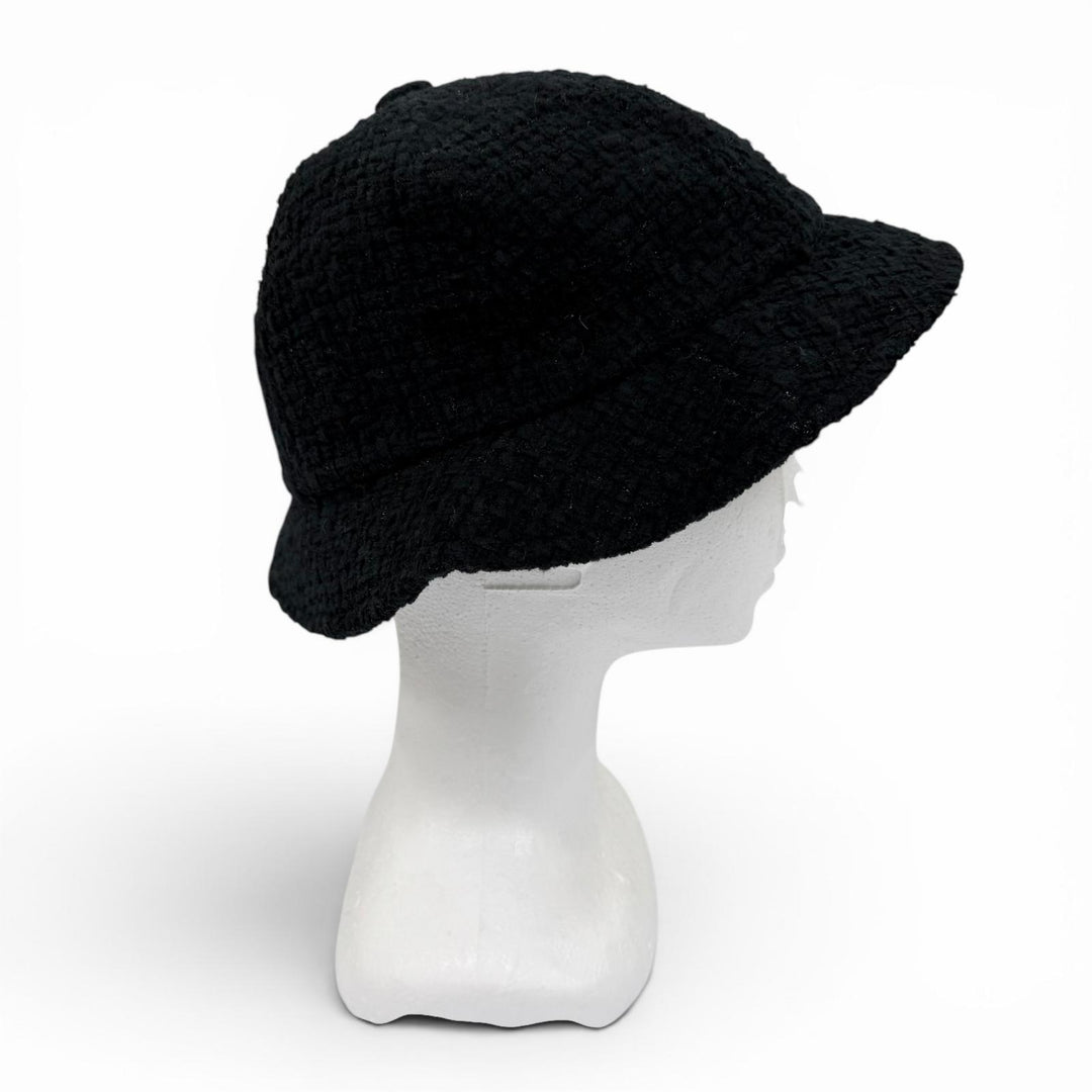 Great CHANEL hat COCO Mark Tweed black cotton Women M 22B AA8560