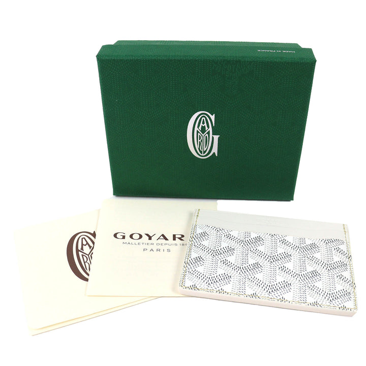Pristine GOYARD Card Case Saint Sulpice Herringbone white PVC mens