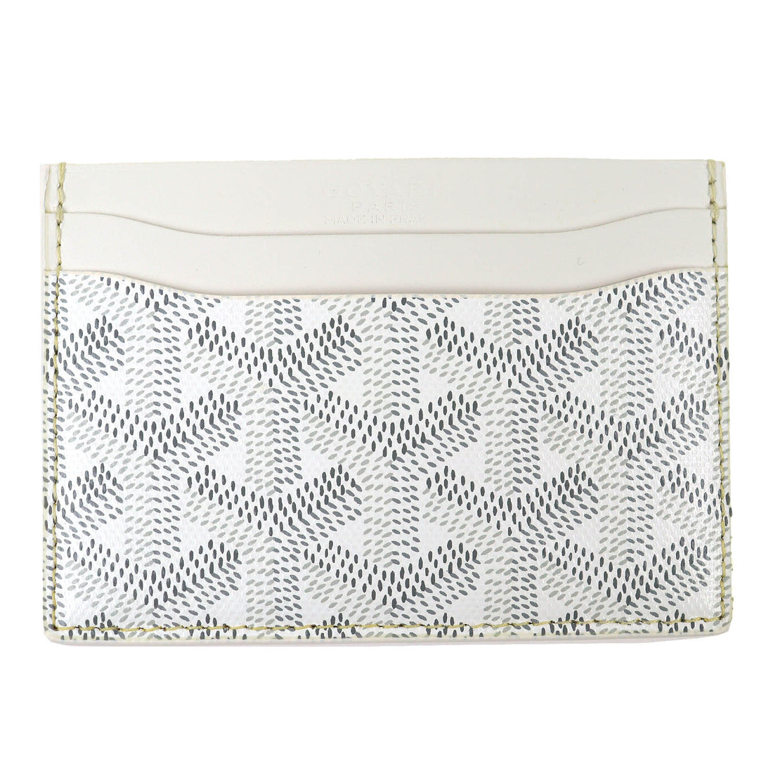 Pristine GOYARD Card Case Saint Sulpice Herringbone white PVC mens