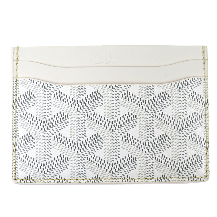 Pristine GOYARD Card Case Saint Sulpice Herringbone white PVC mens